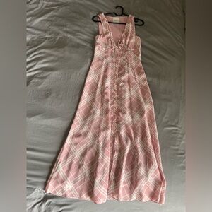 Reformation Pink and White Plaid Dress